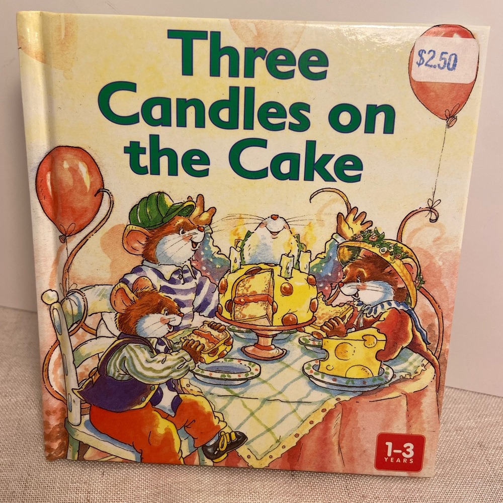 Three Candles on the Cake Children's Book vintage 90s book for ages 1 to 3 year